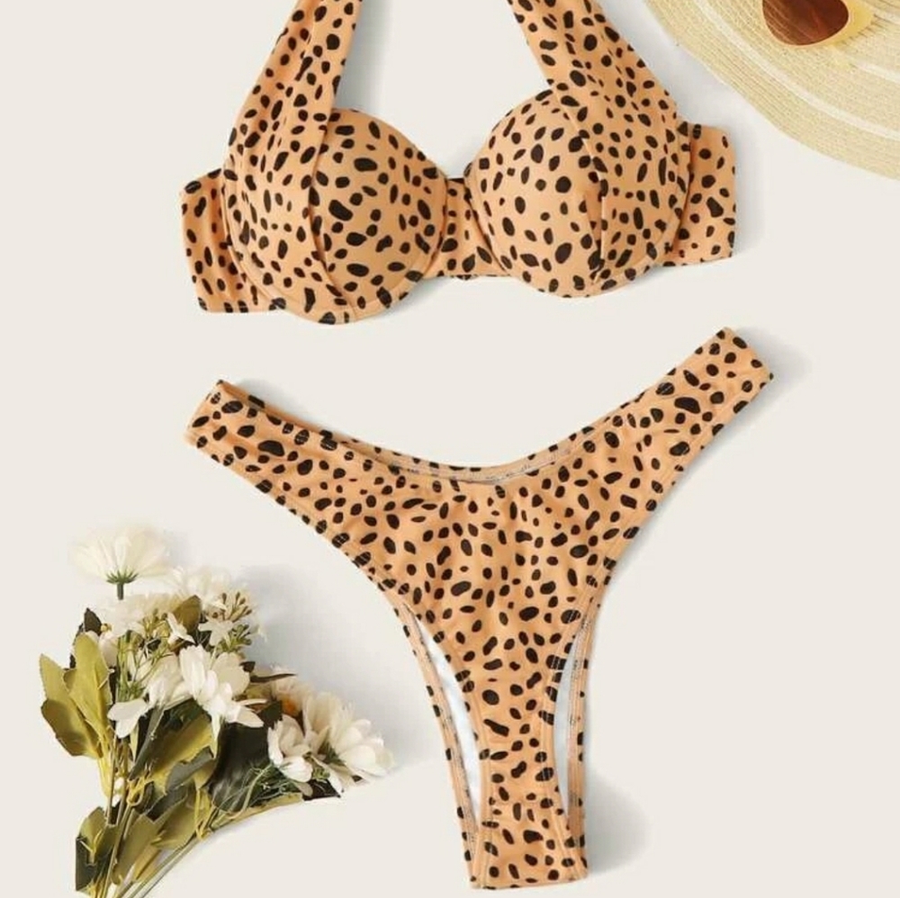 AUSTIN dalmatian push up halter high cut bikini